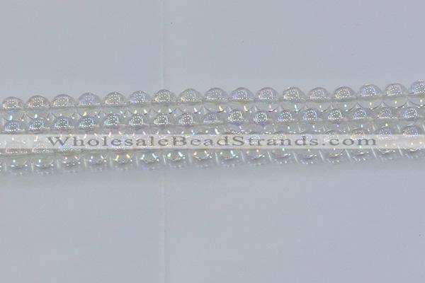 CNC572 15.5 inches 10mm round plated natural white crystal beads