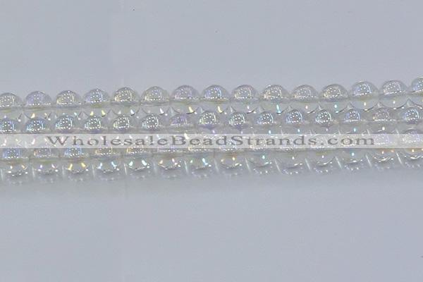 CNC573 15.5 inches 12mm round plated natural white crystal beads