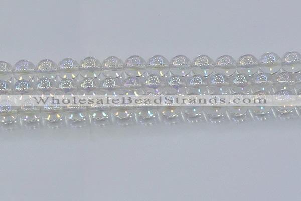 CNC574 15.5 inches 14mm round plated natural white crystal beads