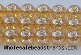 CNC576 15.5 inches 6mm round plated natural white crystal beads