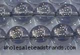 CNC598 15.5 inches 14mm round plated natural white crystal beads