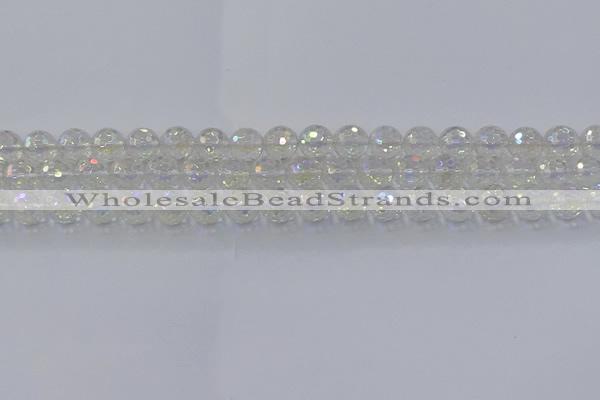 CNC602 15.5 inches 8mm faceted round plated natural white crystal beads