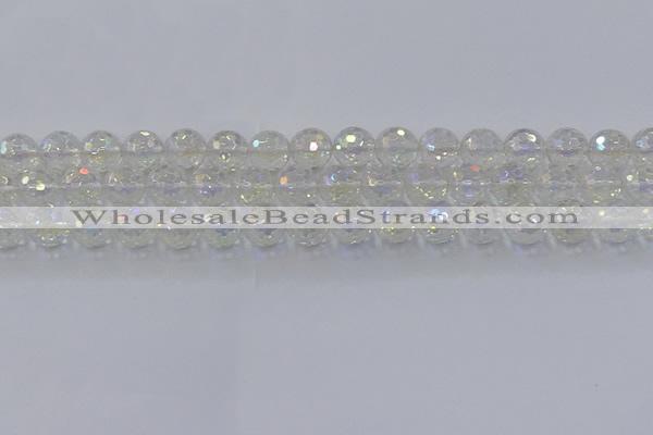 CNC603 15.5 inches 10mm faceted round plated natural white crystal beads