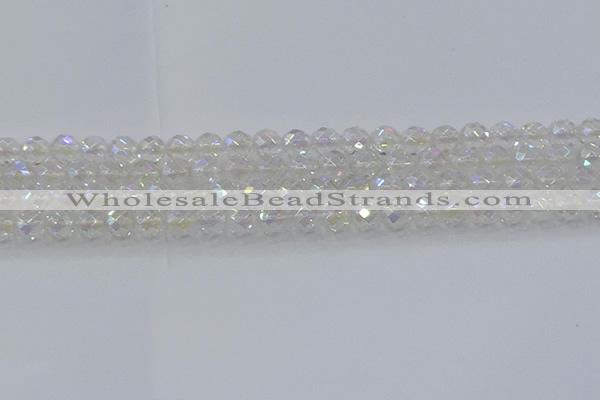 CNC609 15.5 inches 8mm faceted round plated natural white crystal beads