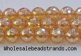 CNC614 15.5 inches 6mm faceted round plated natural white crystal beads