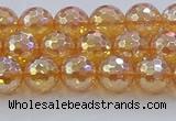 CNC615 15.5 inches 8mm faceted round plated natural white crystal beads