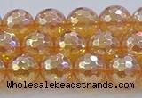 CNC616 15.5 inches 10mm faceted round plated natural white crystal beads