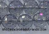 CNC643 15.5 inches 14mm faceted round plated natural white crystal beads