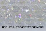 CNC646 15.5 inches 8mm faceted round plated natural white crystal beads