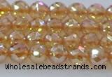 CNC651 15.5 inches 6mm faceted round plated natural white crystal beads