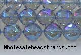 CNC658 15.5 inches 8mm faceted round plated natural white crystal beads