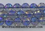 CNC663 15.5 inches 6mm faceted round plated natural white crystal beads