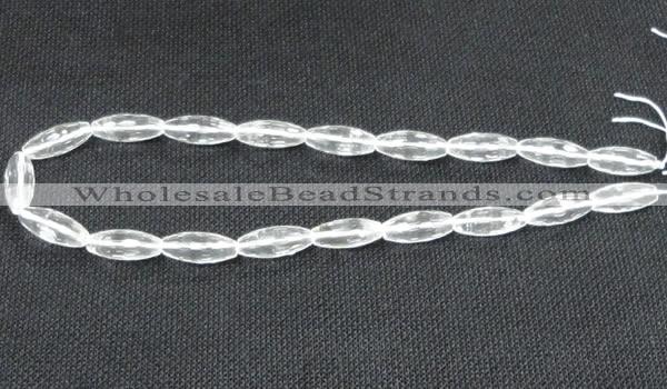 CNC67 8*20mm faceted rice grade A natural white crystal beads