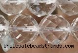 CNC706 15.5 inches 14mm faceted round white crystal beads