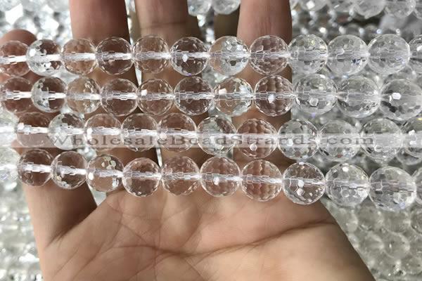 CNC714 15.5 inches 10mm faceted round white crystal beads