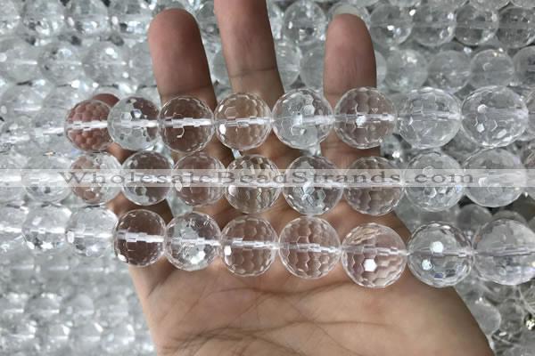 CNC716 15.5 inches 14mm faceted round white crystal beads