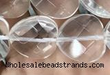 CNC738 15.5 inches 14*14mm faceted heart white crystal beads