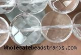 CNC745 15.5 inches 10mm faceted coin white crystal beads