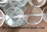 CNC746 15.5 inches 12mm faceted coin white crystal beads