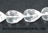 CNC75 10*14mm faceted teardrop grade A natural white crystal beads