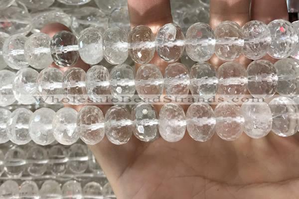 CNC801 15.5 inches 10*14mm faceted rondelle white crystal beads