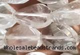 CNC819 15.5 inches 10*14mm twisted & faceted oval white crystal beads