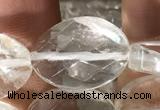 CNC820 15.5 inches 13*18mm twisted & faceted oval white crystal beads