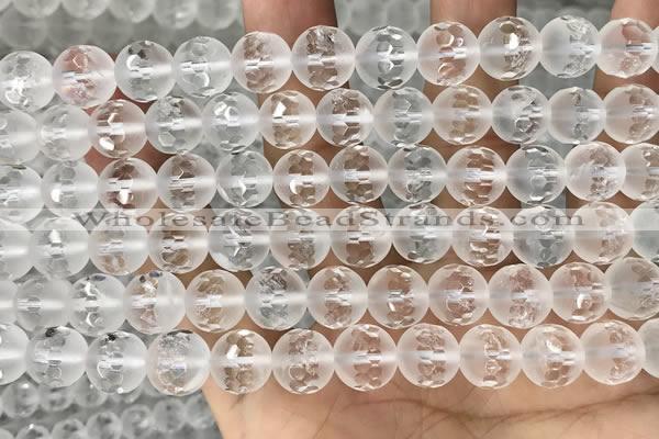 CNC852 15.5 inches 10mm faceted round white crystal beads