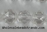 CNC90 15.5 inches 10mm faceted round natural white crystal beads