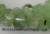 CNG1022 10*14mm - 15*20mm faceted nuggets green rutilated quartz beads