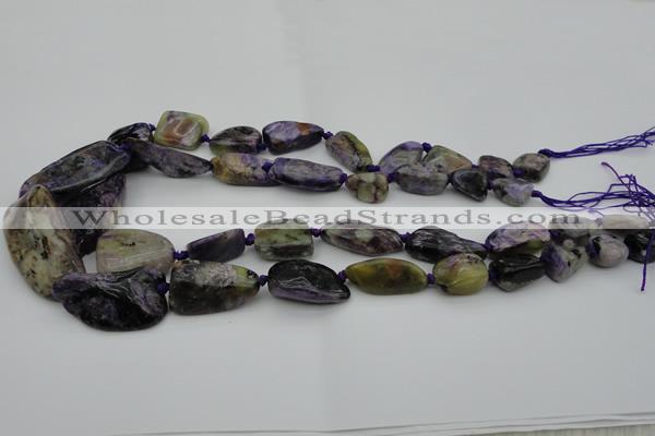 CNG1048 15.5 inches 12*16mm - 25*35mm nuggets charoite gemstone beads