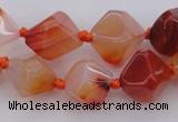 CNG1065 15.5 inches 12*16mm - 15*20mm faceted bicone red agate beads