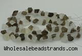 CNG1158 8*12mm - 13*18mm nuggets white crystal & smoky quartz beads