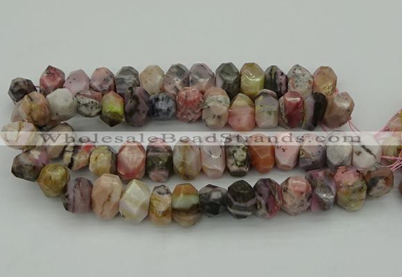 CNG1172 12*16mm - 15*20mm faceted nuggets pink opal gemstone beads