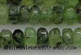 CNG1179 15.5 inches 6*14mm - 8*14mm nuggets green rutilated quartz beads