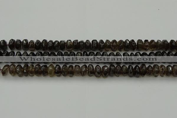 CNG1181 15.5 inches 6*14mm - 8*14mm nuggets smoky quartz beads