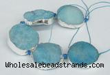 CNG1492 8 inches 30*35mm - 35*45mm freeform agate beads with brass setting