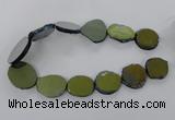 CNG1502 15.5 inches 22*25mm - 30*35mm freeform plated agate beads