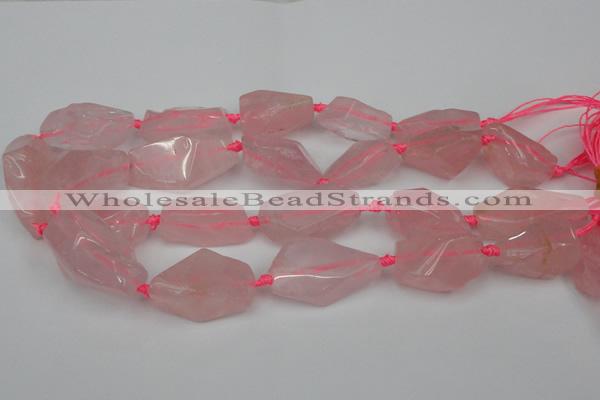 CNG1703 15.5 inches 15*20mm - 18*38mm nuggets rose quartz beads