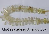 CNG2150 15.5 inches 8*25mm - 10*40mm faceted nuggets lemon quartz beads