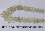 CNG2151 15.5 inches 10*25mm - 15*40mm faceted nuggets lemon quartz beads