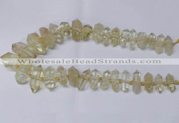 CNG2151 15.5 inches 10*25mm - 15*40mm faceted nuggets lemon quartz beads