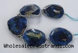 CNG2179 8 inches 40*45mm - 45*50mm freeform agate beads with brass setting