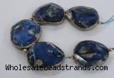 CNG2182 8 inches 40*45mm - 45*50mm freeform agate beads with brass setting