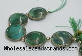 CNG2192 7.5 inches 30mm flat round agate beads with brass setting