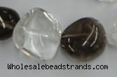 CNG238 15.5 inches 15*22mm nuggets smoky quartz & crystal beads