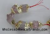 CNG2386 7.5 inches 15*25mm - 20*30mm nuggets rose quartz beads