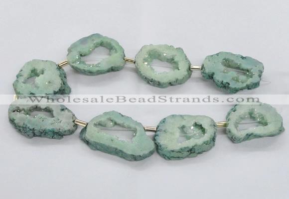 CNG2495 15.5 inches 30*40mm - 40*50mm freeform plated druzy agate beads