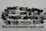 CNG2716 10*14mm - 13*18mm faceted nuggets black rutilated quartz beads