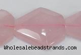 CNG301 15.5 inches 25*35mm faceted nuggets rose quartz beads